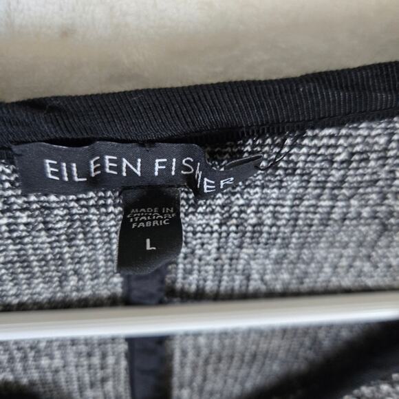 Eileen Fisher Tweed Cropped Jacket Blazer Knit Zip Up Ponte Panels Large 0838 - Picture 4 of 11